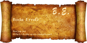 Boda Ernő névjegykártya